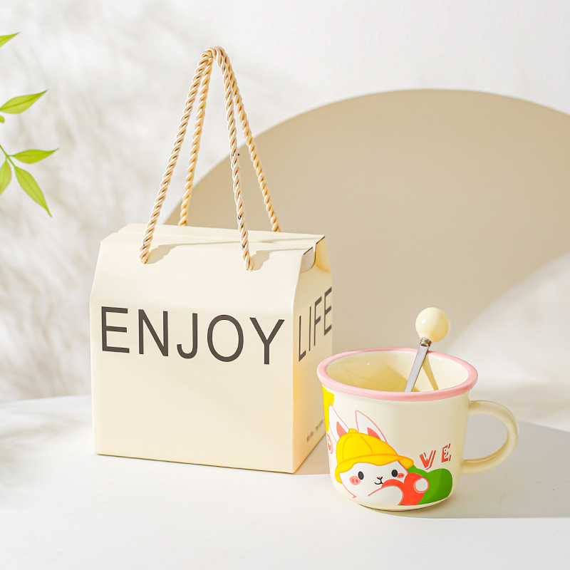 Diseño de nicho de oficina taza de agua, taza de dibujos animados, taza de marcas de animales, taza de desayuno de leche para parejas