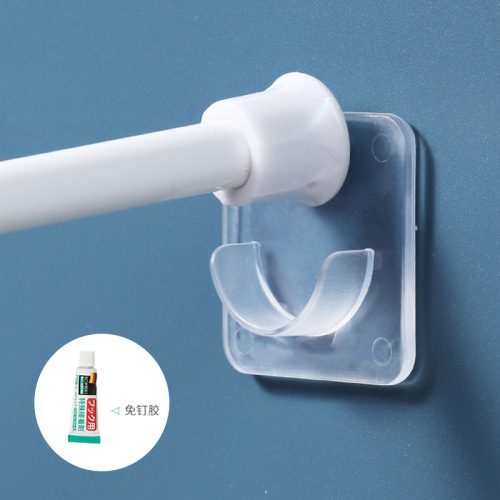 Telescopic rod holder wholesale paste-free hole-punch curtain rod fixed seat cross bar door curtain rod hanging clip hook bracket accessories