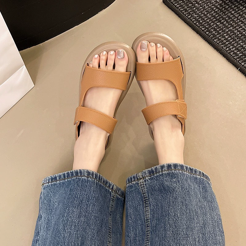 Summer sandals, beach footwear with velcro for leisure, 2025 years, soft sole