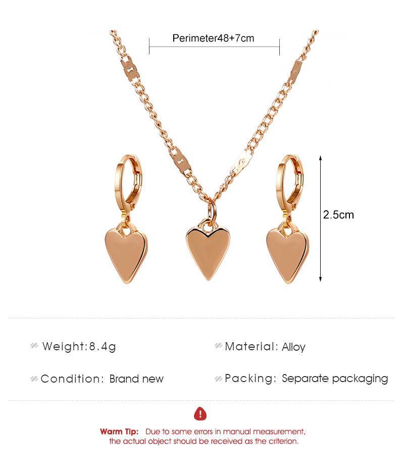 Simple Heart-shaped Earrings Necklace Two-piece Set Wholesale Nihaojewelry display picture 1