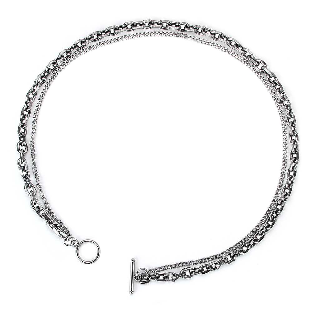 Hip Hop Double Layer Necklace For Men Vintage Titanium Chain_voghion.com