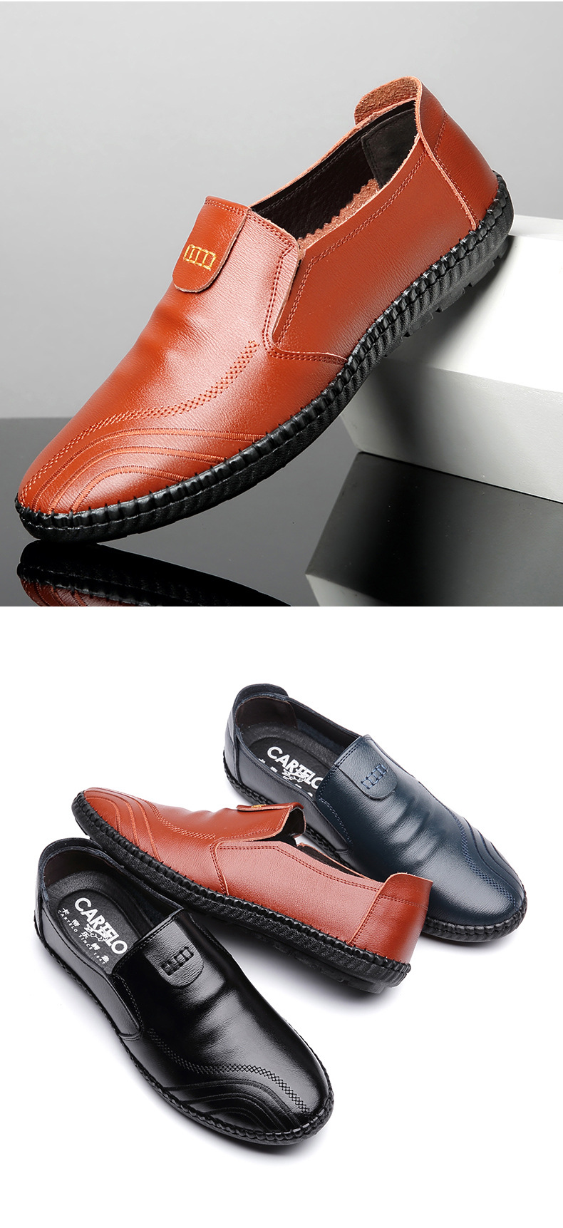 2025 Summer Casual Versatile Business Breathable Genuine Leather Slip-On Soft Sole Men's Shoes_vogvips.com