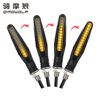 厂家批发适用摩托车改装12LED一字条形流水转向灯机车改装信号灯
