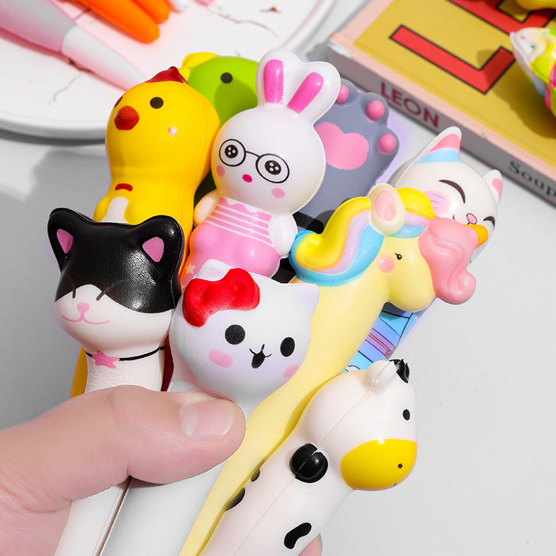 Creative decompression vent memory foam rebound gel pen cute internet celebrity decompression artifact cartoon decompression pen wholesale