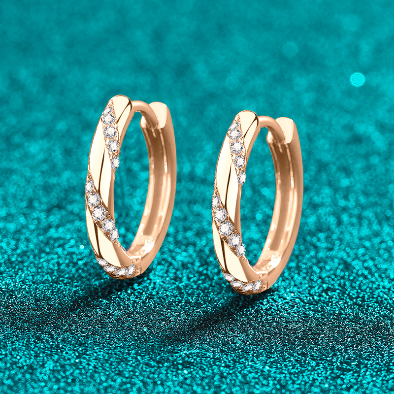 Orecchini a cerchio eleganti in argento sterling e moissanite_voghion.com