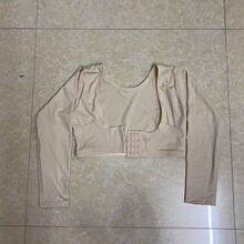 【跨境外贸版】束手臂膀长袖短款大U领托胸四扣3排调节18美背塑身