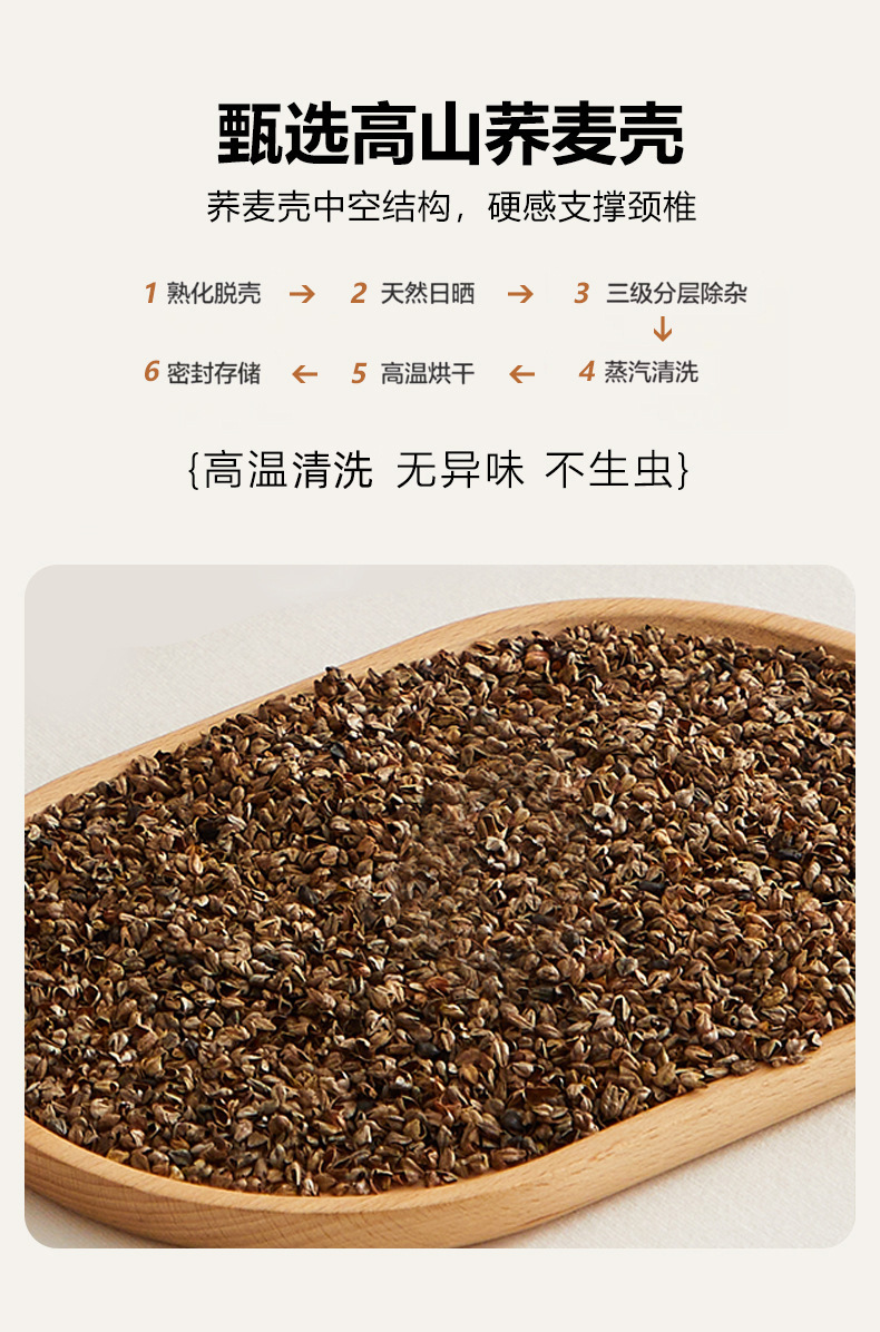 荞麦枕头颈椎专用护颈枕睡眠成人家用硬枕芯圆柱荞麦反弓牵引枕