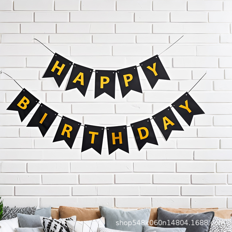 Bronceado en inglés feliz cumpleaños cola de golondrina tira de la bandera Fiesta de la fiesta Alfabeto de la bandera de la bandera de la flor tira de la decoración de la fiesta