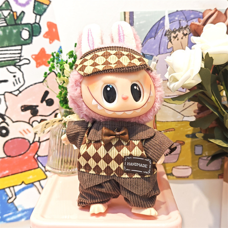 Labubu ベビー服ビニールラブブ 17 センチメートル人形かわいいドレスアップカジュアルスーツスカートぬいぐるみ服|undefined