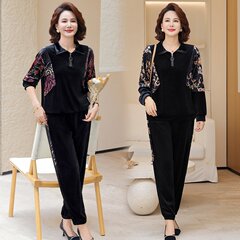 中年妈妈秋装外套女款套装女洋气2025新款中老年春秋季休闲两件套