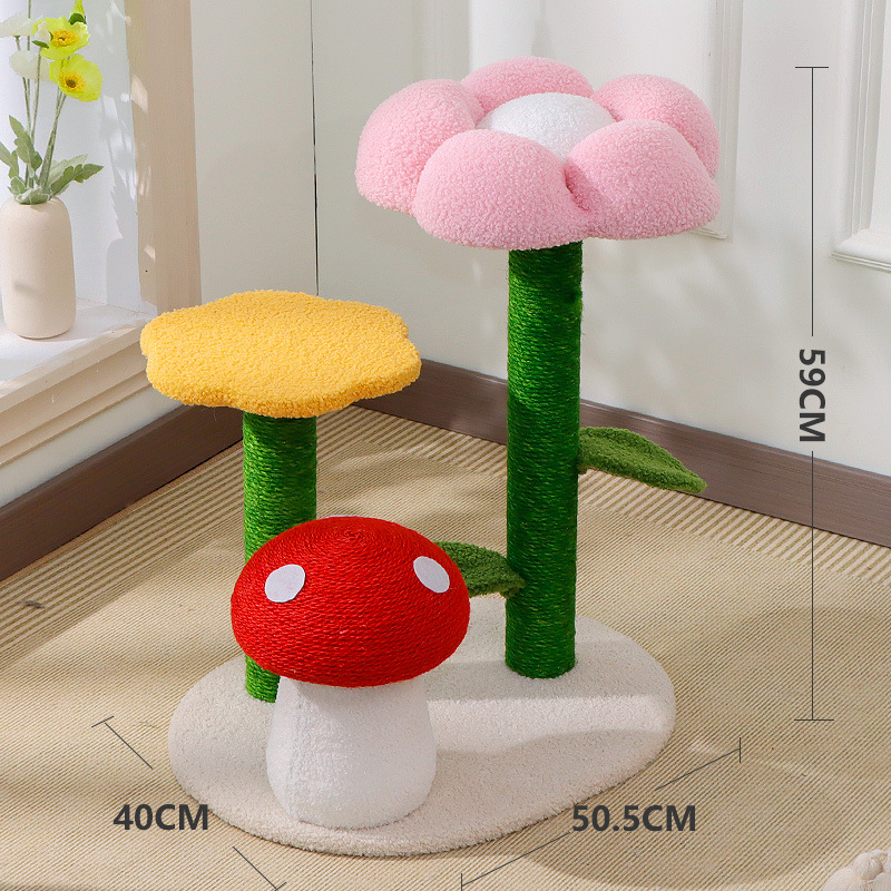 Venta directa de fábrica, rascador para gatos con forma de hongo, adecuado para todas las estaciones, plataforma de salto para gatos, rascador para gatos, cama para gatos, juguete integrado para mascotas.