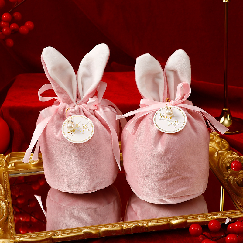 Nueva bolsa de dulces de terciopelo de orejas de conejo caja de regalo caja de dulces de boda caja de dulces de boda dama de honor regalo creativo