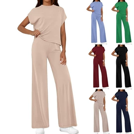 时尚休闲套装;休闲裤;女式T恤