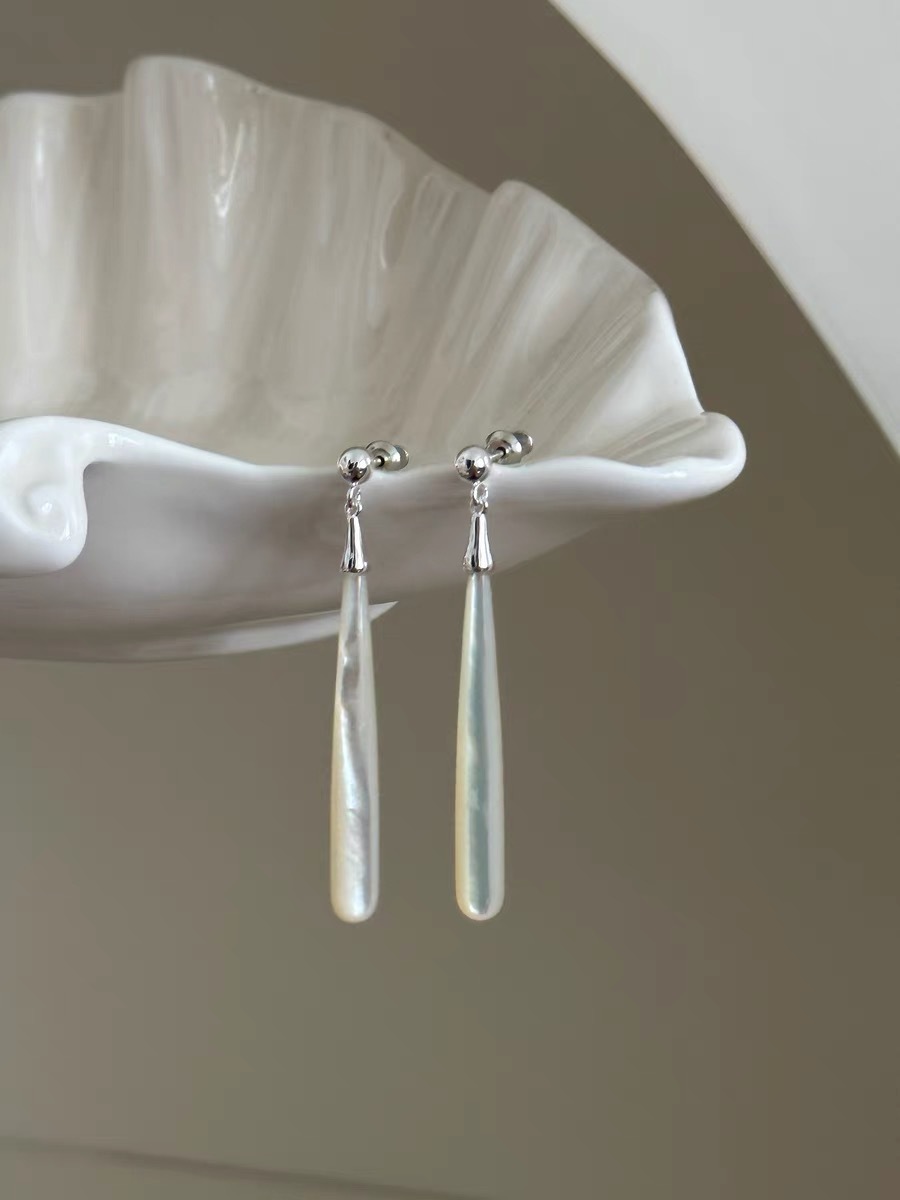 1 Pair Retro Water Droplets Natural Stone Shell Copper Drop Earrings display picture 14