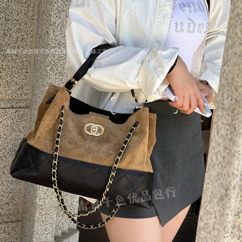 香奶奶25Ahobo麂皮托特包菱格链条南台工厂腋下女包通勤欧美复古|undefined