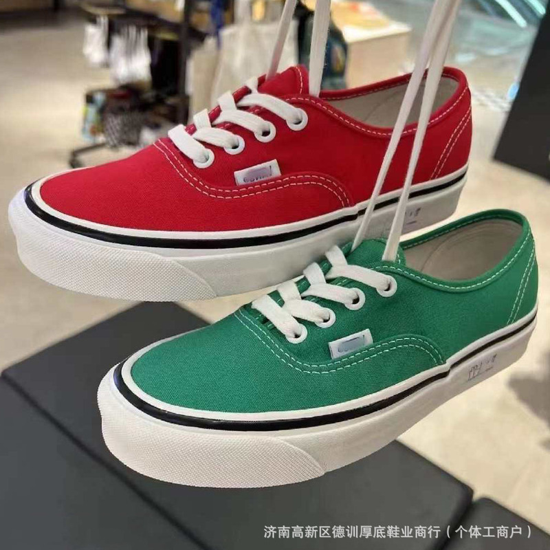 Authentic Dx Low-Top Leopard Print Checkerboard Couple Sneakers from Pure Original Vans Anaheim Red Canvas Shoes