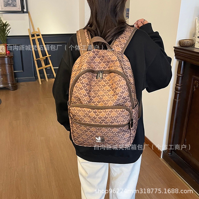Fashionable Unisex Backpack for Foreign Trade, New Vintage Print Letter Design, Large Capacity for Travel and Leisure