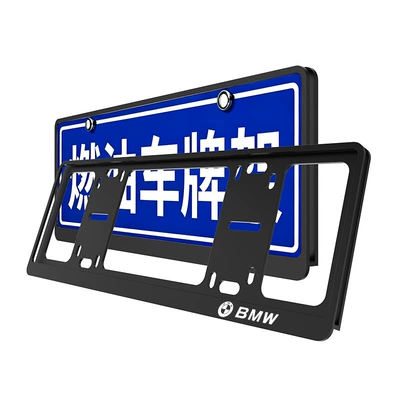 Special BMW license plate frame for X1, License plate holder/license plate holder - bmw-logo-for-blue-license-plates-only-shiny-stone-black-double-layer-thickened-anti-curling1-pair-pack-comes-with-a-full-set-of-accessories