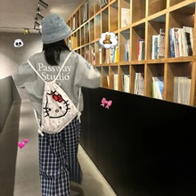 无帽上衣服印花圆领卫衣女装小清新个性街头简约性感趣味休闲运动