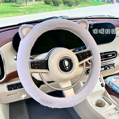 アニメかわいい猫耳自動車ハンドルカバー冬のミンクぬいぐるみ車用凍結防止保温ハンドルカバー