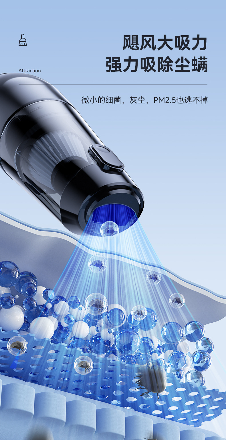 Carefully Selected Car Vacuum Cleaner, Car-Specific, High Suction Power, Handheld, Super Strong Suction, Dual-Use for Home and Car, Water-Absorbing, Handheld Vacuum Cleaner