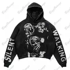 2024 Sweatshirt Street Fashion Brand Skull Hooded Sweatshirt 3D Digital Printing Casual Loose Hooded Sweatshirt Men