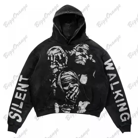 2024 Sweatshirt Street Fashion Brand Skull Hooded Sweatshirt 3D Digital Printing Casual Loose Hooded Sweatshirt Men
