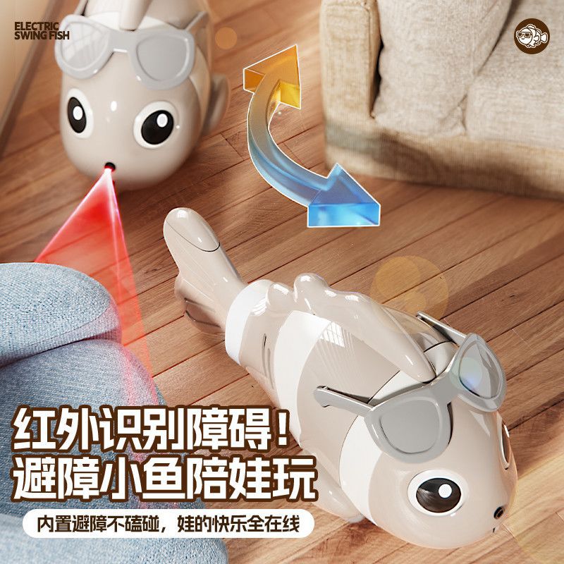 Electric Sensor-Driven, Moving, Realistic Electronic Fish with Automatic Obstacle Avoidance, Suitable for 0-1 Year Olds, Encourages Crawling and Tracking, Smart Toy 2