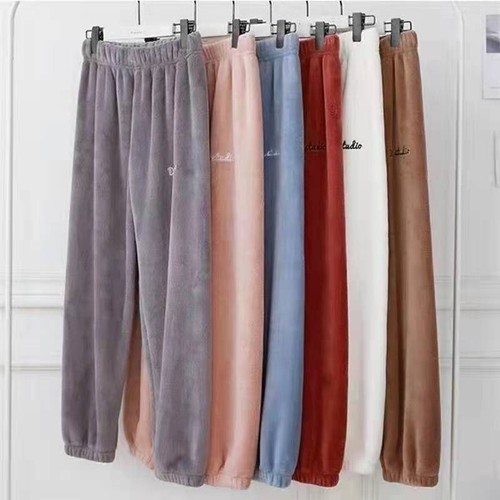 Coralline Fairy Warm Knee-High Pajama Pants Korean Style Insulated Pajama Pants with Thickening Loose Outerwear Winter Women's Sleep Pants