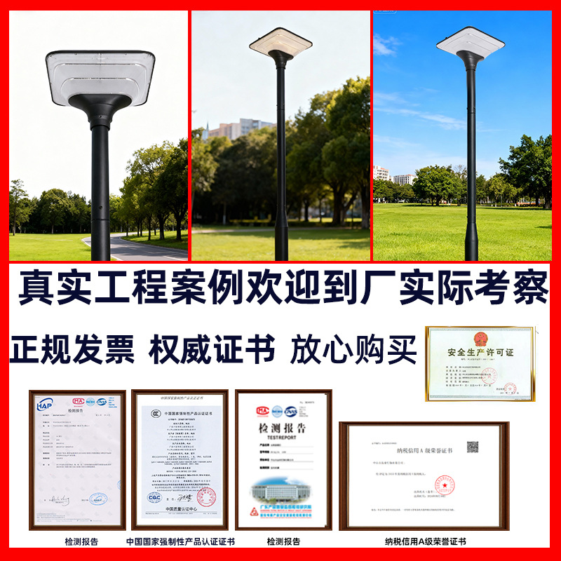 lámpara solar de alta potencia LED alto poste de lámpara de patio al aire libre villa comunidad inducción 3 metros luz de parque paisajístico