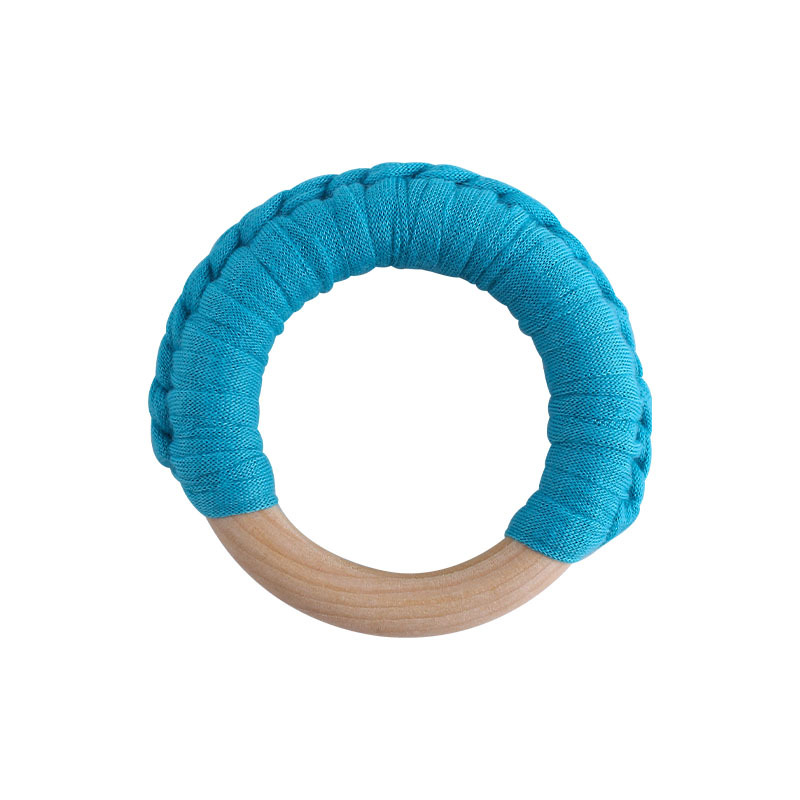 Bebé de madera mano ejercicio agarre juguete nuevo hecho a mano algodón cuerda tejida niños molar juguete mordedor
