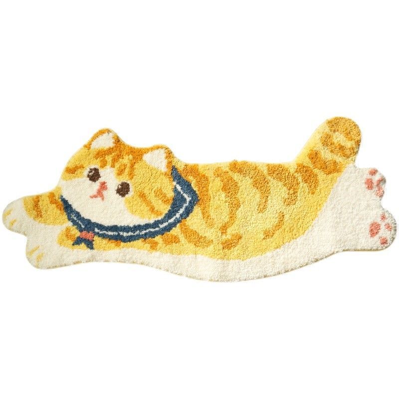 かわいい異形の不規則なカシミヤのじゅうたんの浴室の厚い毛の吸水の足のマットの猫のじゅうたんのラベルをまねて代行します。|undefined