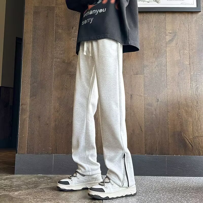 美式侧边拉链卫裤男秋季百搭运动裤潮牌高街vibe宽松直筒休闲长裤