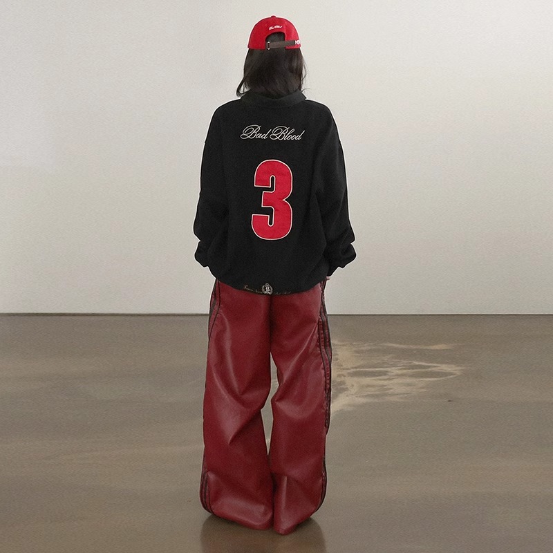 韓国のブラッドブラッドbcacシリーズのアメリカのレトロなスウェットの女性の長袖のコートの春のボールの服のラグビーの潮