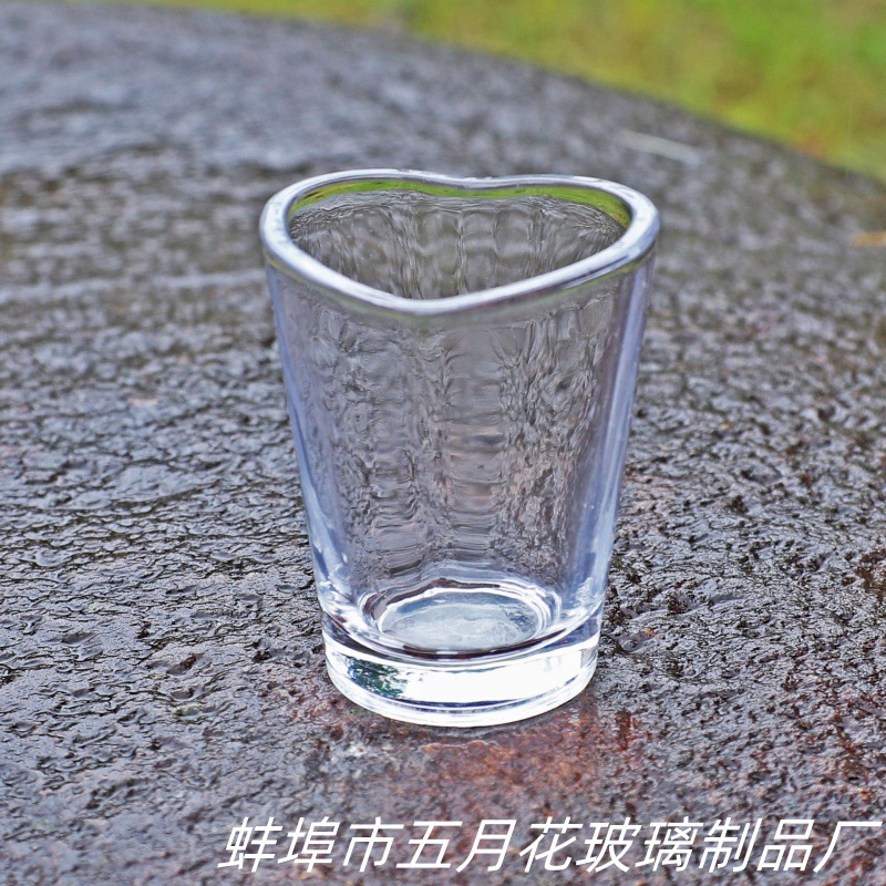 46ml小容量心形玻璃杯小酒杯烈酒杯LOGO透明款烛台爱心杯