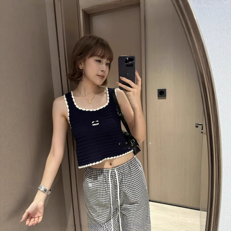 Ce Arc De Triomphe Lace Knitted Camisole Heavy Crochet Knitted Vest 25 Early Lazy High-End Knitted Vest