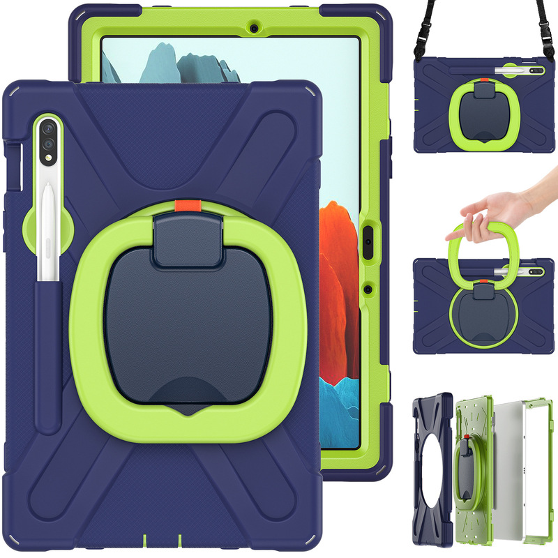For Samsung TabA9 protective case A7/A8 rotating support S9FE/S8PLus silicone strap anti-drop shell