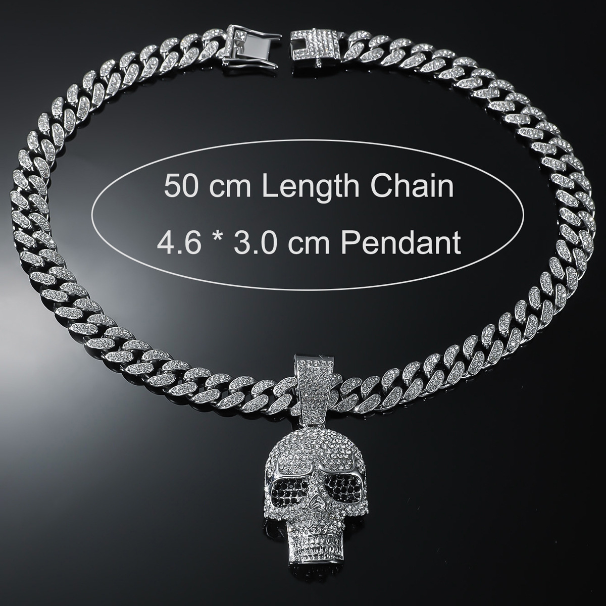 All Seasons Season Hip-Hop Vintage Style Skull Zinc Alloy Rhinestones Men's Pendant Necklace Men Pendant Necklaces