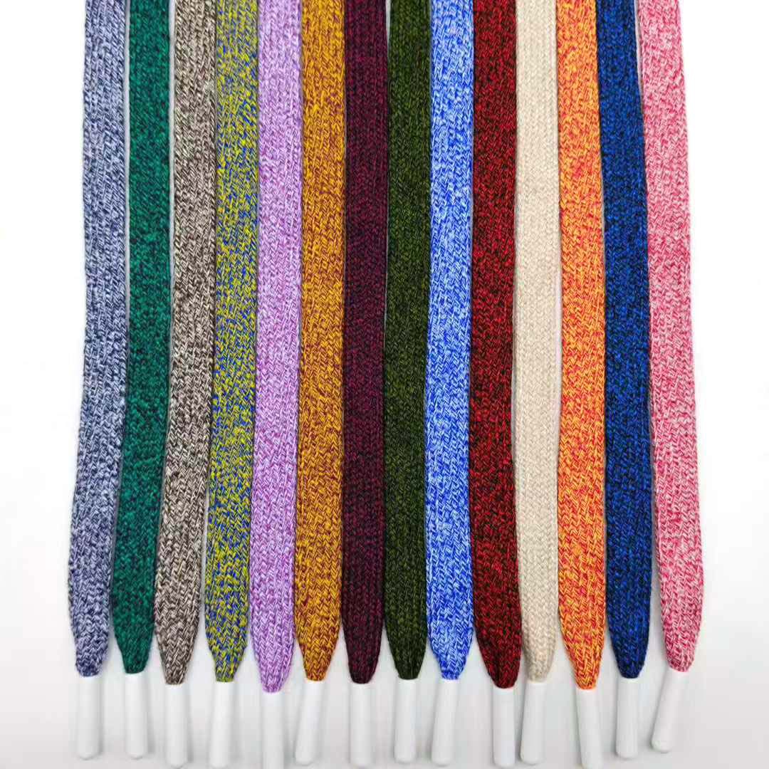 1 / 1.2cm poliéster / algodón mezcla de color intercalado cuerda de trenzado hueca plana cuerda de dibujo de 48 lingotes mezclados de color imitación de algodón chaqueta