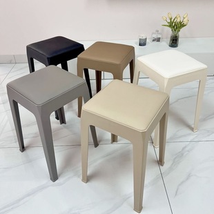 Light Luxury Thickened Soft Bag Household Modern Plastic Stool Simple Stackable Dining Stool High Stool Dining Chair Living Room Wholesale