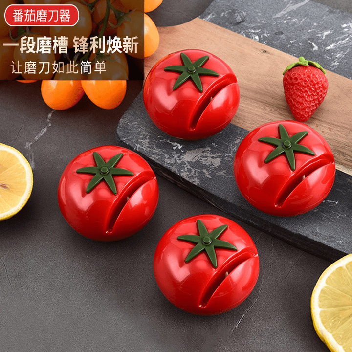 Creative Cute Tomato Mini Sharpener Household Manual Portable Tomato Sharpener Kitchen Quick Sharpening Stone