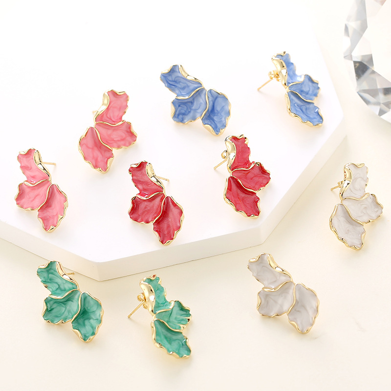 12g Weight 1 Pair IG Style Sweet Flower Enamel Alloy Ear Studs