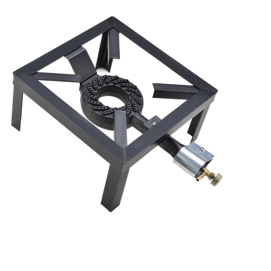 Estufas de camping con soporte de hierro fundido cabeza de horno de gas licuado horno de ángulo de acero