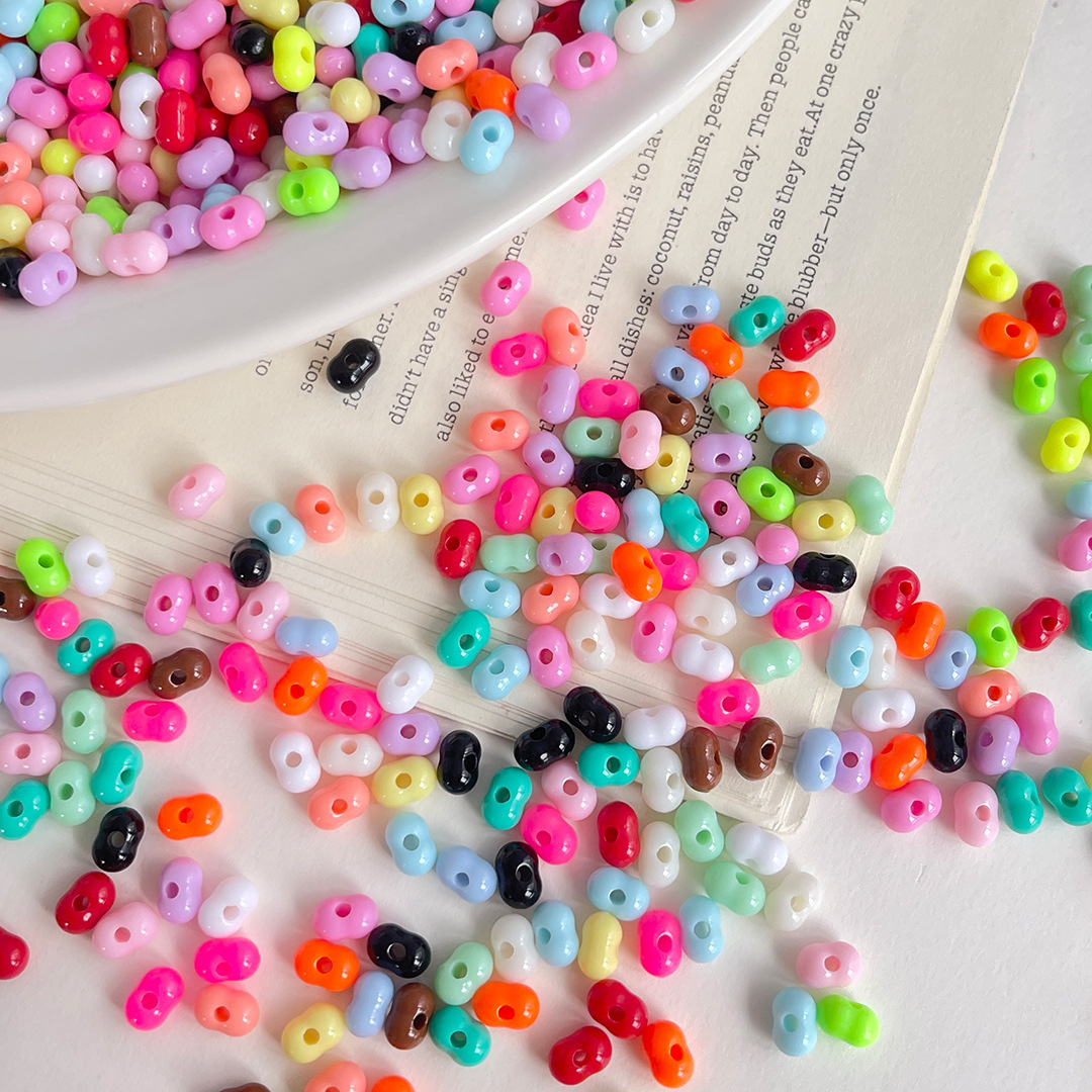 亚克力实色小花生8*5MM带孔串珠DIY抖音直播手机绳钥匙扣车挂配件