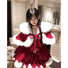 圣诞初雪冬装新款日系软妹lolita斗篷氛围感战袍公主蓬蓬裙套装