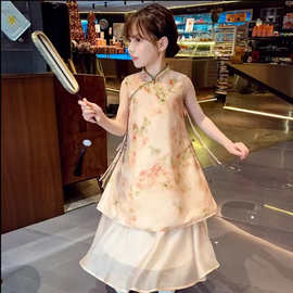 女童新中式旗袍裙夏装2025新款洋气儿童国风汉服连衣裙女孩礼服裙