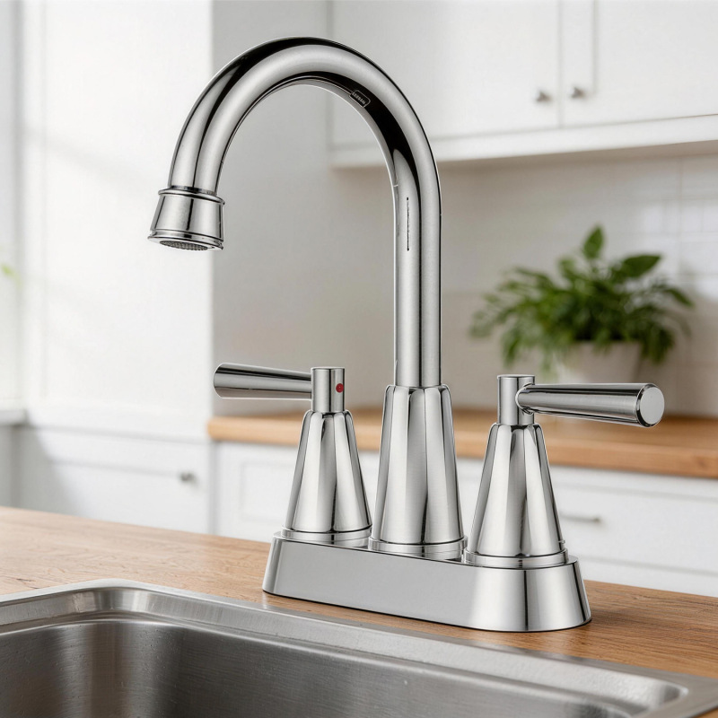 Cross-Border Foreign Trade Easy-To-Install American-Style 4inch Electroplated Faucet for Bathroom Rv Sink with Dual Handle Hot and Cold Water Faucet