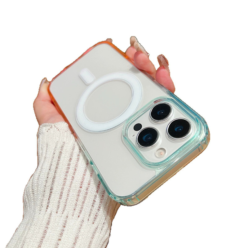 iphone17PROMAX 携帯電話ケースに適した 2 色のグラデーション磁気 Apple 16 アクリル透明保護カバー 15|undefined