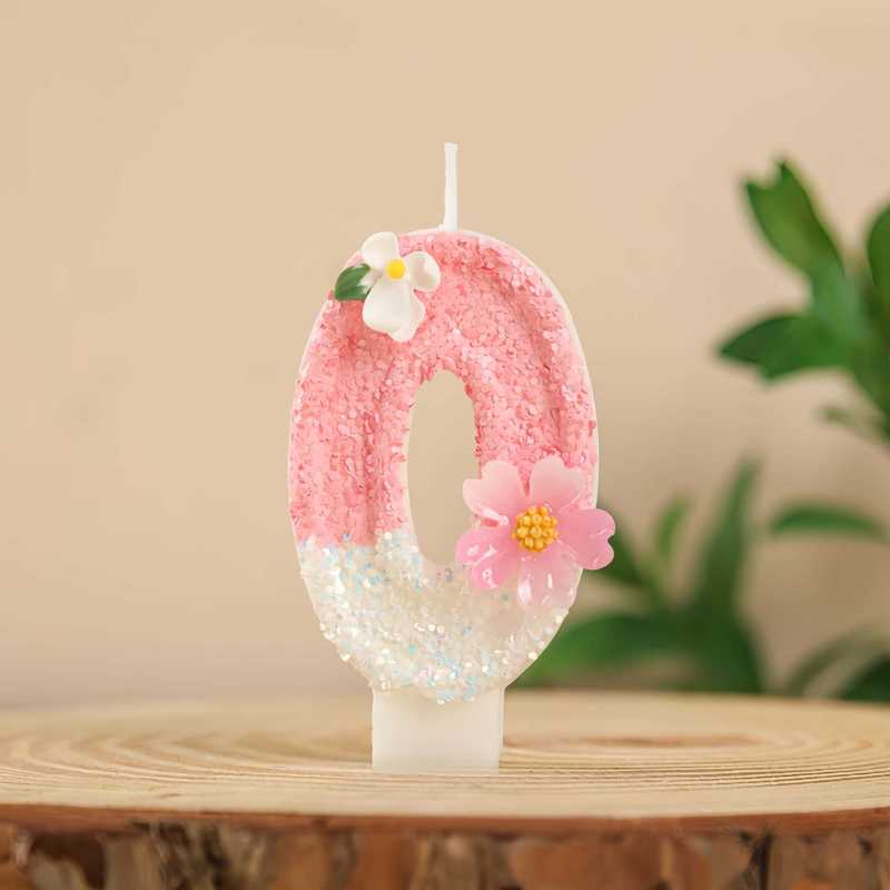 越境電子商取引アマゾン外国貿易クリエイティブデジタルキャンドル1歳ピンクかわいい花誕生日ケーキキャンドル|undefined