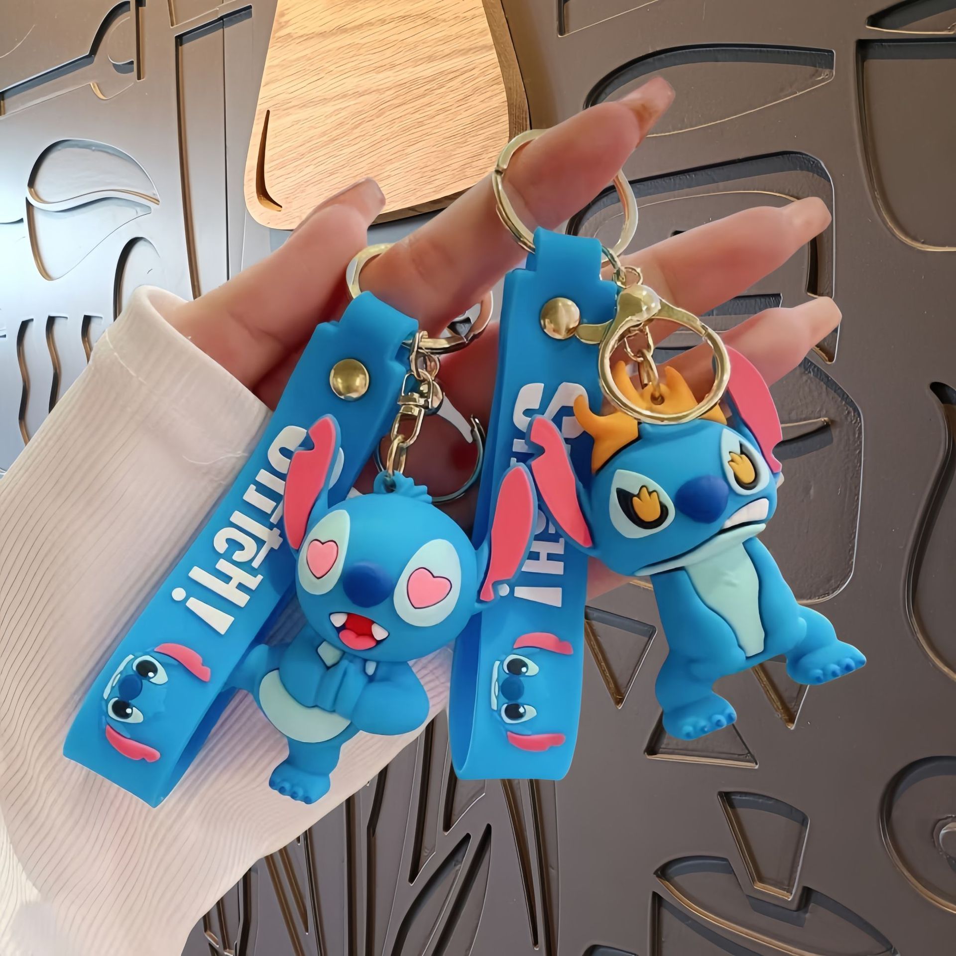 Stitch Cartoon Keychain Stitch Bestie Cute School Bag Pendant Claw Machine Small Gift Key Chain Accessories